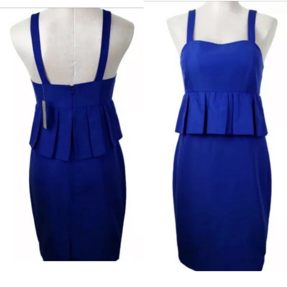 NWT JCREW Petite peplum dress in classic faille G6722 Sz 8P Cobalt Blue $168 - Picture 6 of 7
